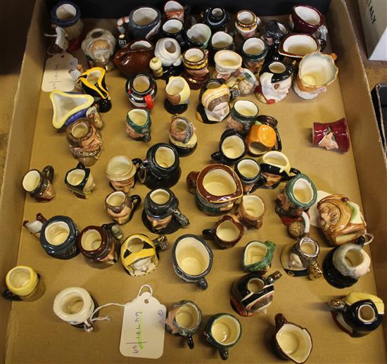 Collection of Royal Doulton tiny character jugs, inc Henry VIII & Wives, Dickens characters, Explorers & others (50+)